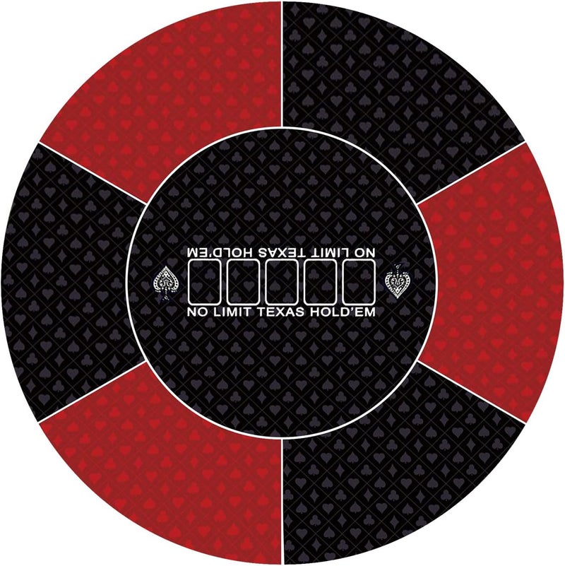 IKULE Texas Hold'em Poker Mat Water Repellent Portable Round Poker Table Top with Art Deco Layout Print Smooth Surface for Poker Games, Blackjack, Casin - Image 1